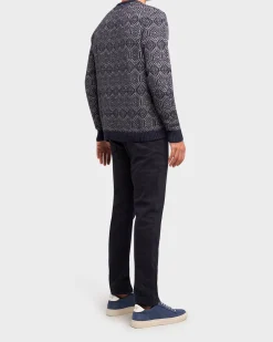 Navy And Grey Wool Blend Knit