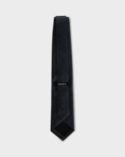 Navy Black And White Triangular Pattern Tie