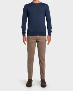 Navy Blue Cashmere Silk Knit Sweater