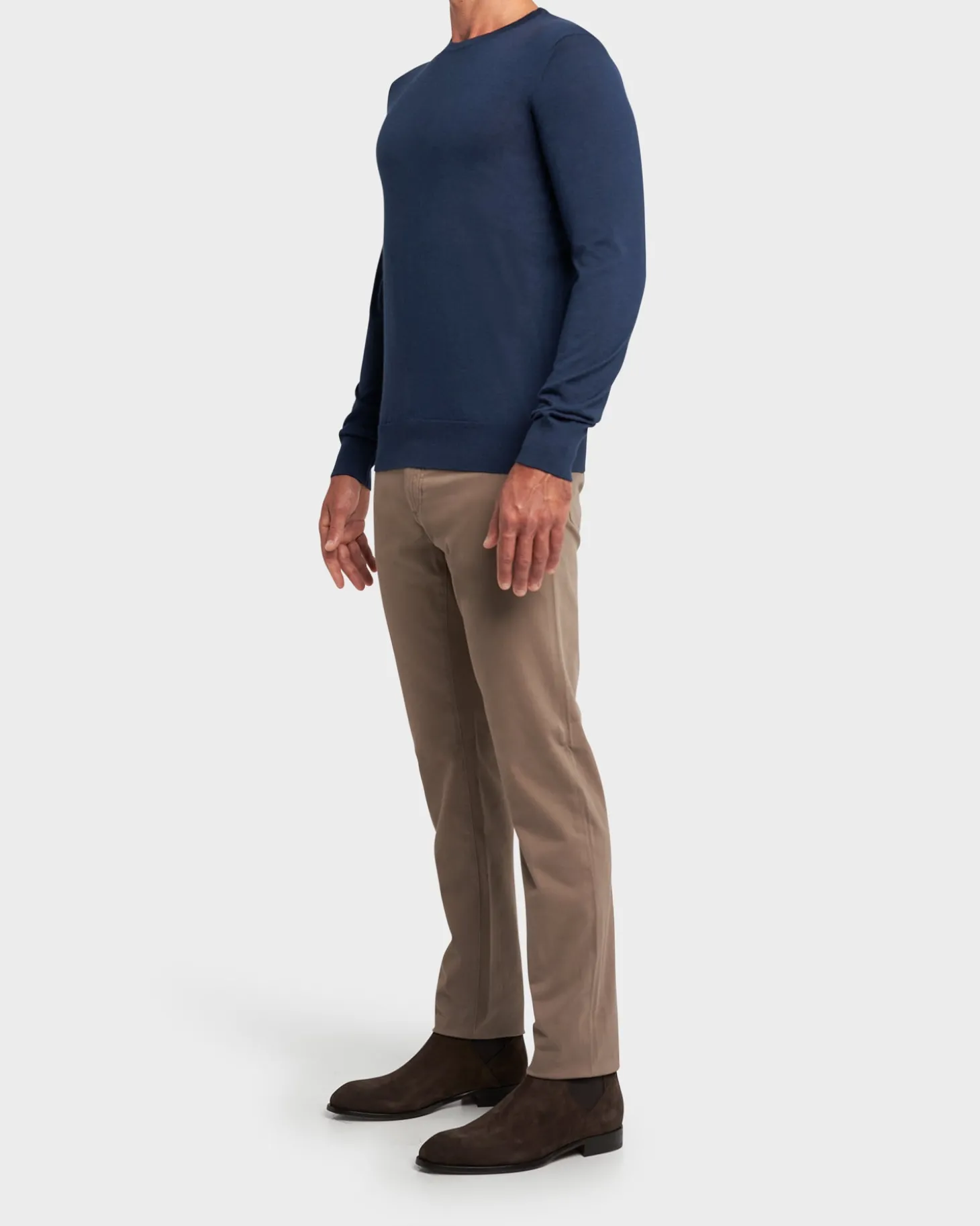 Navy Blue Cashmere Silk Knit Sweater