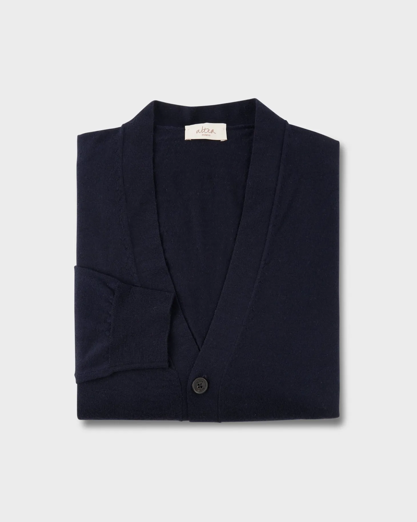 Navy Blue Extrafine Merino Button Up Cardigan