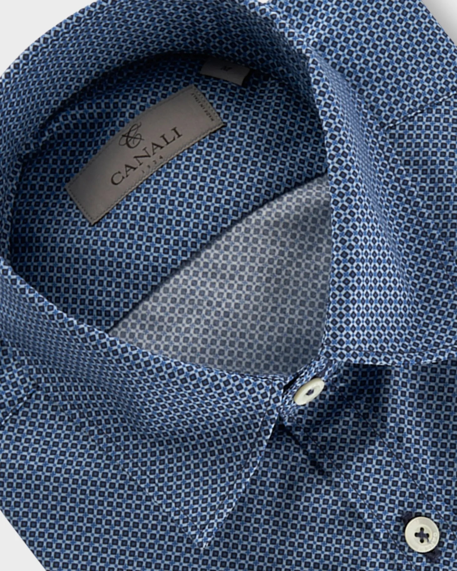 Navy Blue Micro Pattern Cotton Shirt
