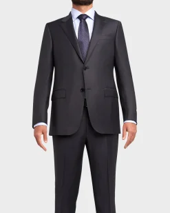Navy Blue Microcheck Achilfarm Wool Silk Suit