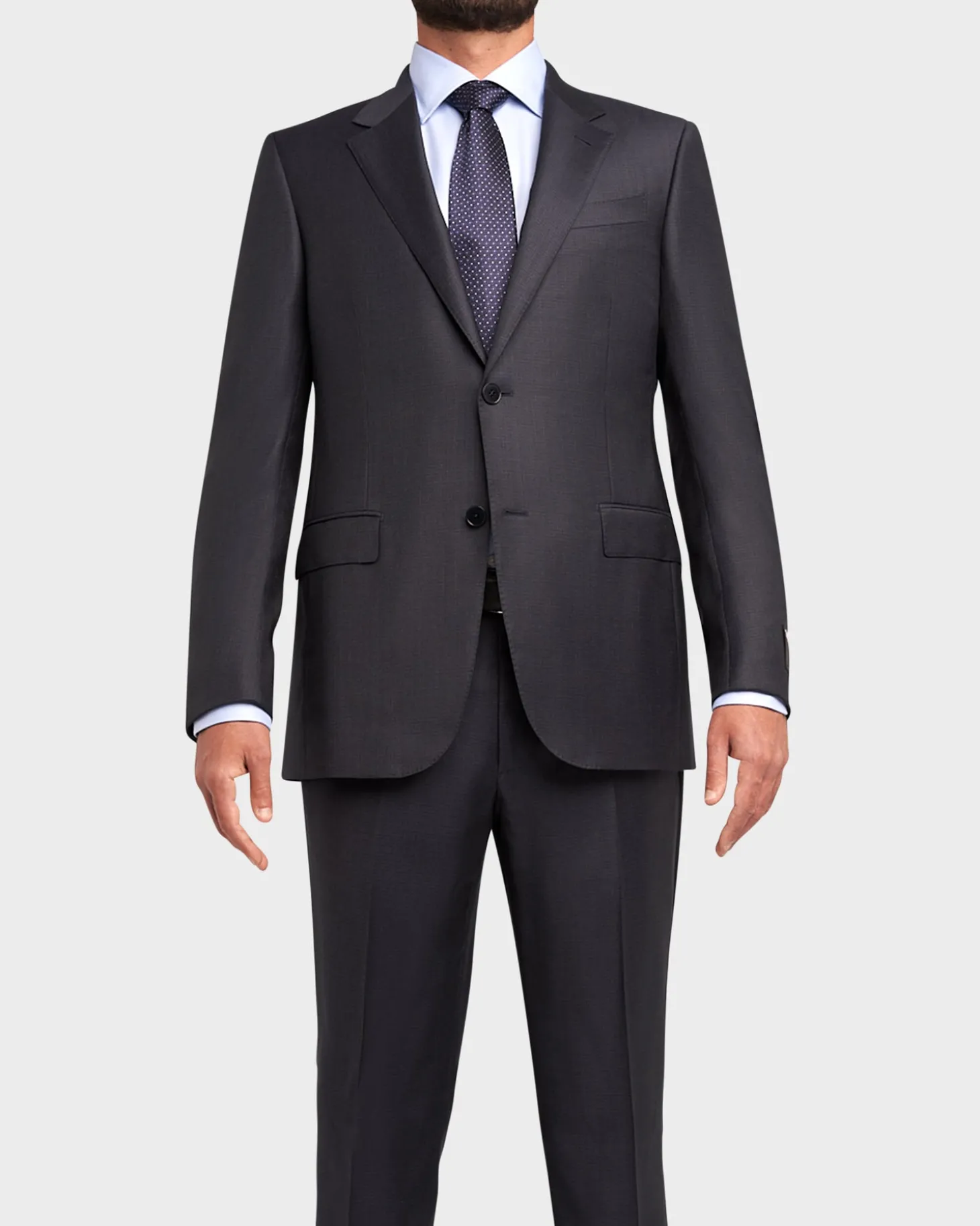 Navy Blue Microcheck Achilfarm Wool Silk Suit