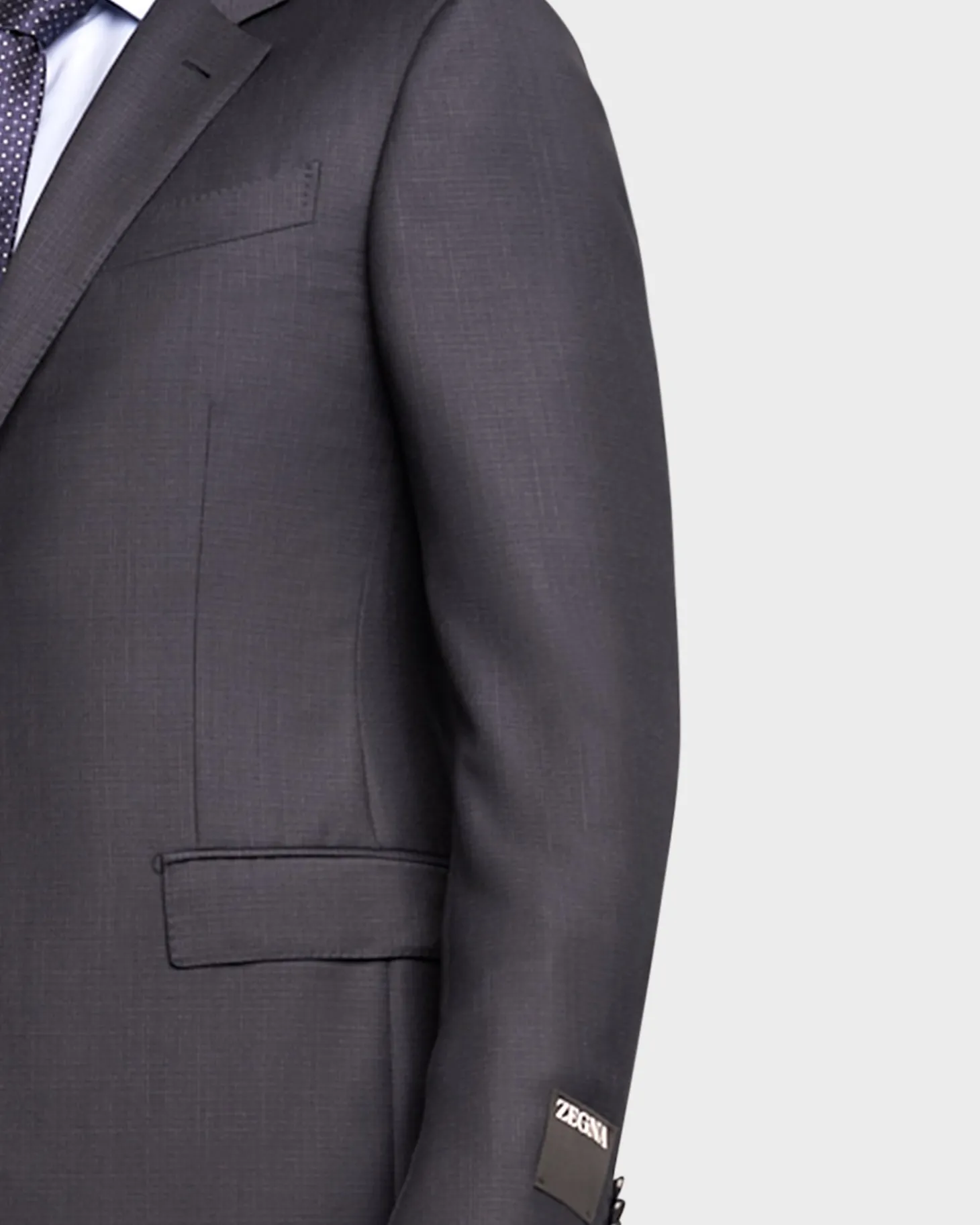 Navy Blue Microcheck Achilfarm Wool Silk Suit