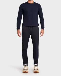 Navy Brushed Cotton Stretch Comfort Chinos