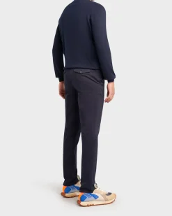 Navy Brushed Cotton Stretch Comfort Chinos