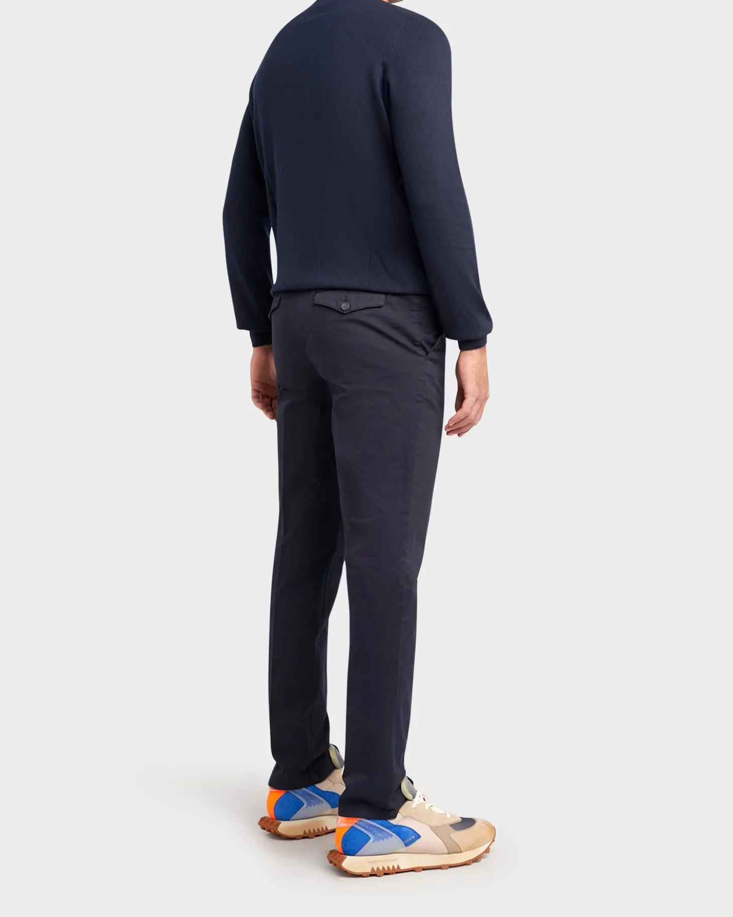 Navy Brushed Cotton Stretch Comfort Chinos