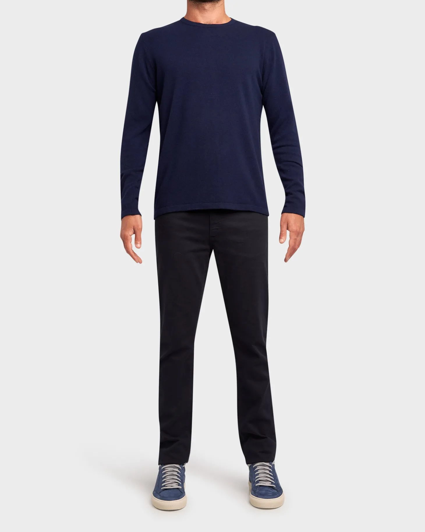Navy Cashmere Wool Knit Sweater