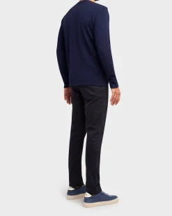 Navy Cashmere Wool Knit Sweater