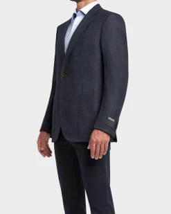 Navy Check Wool Sports Jacket