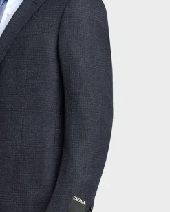 Navy Check Wool Sports Jacket