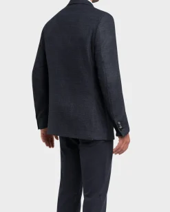 Navy Check Wool Sports Jacket