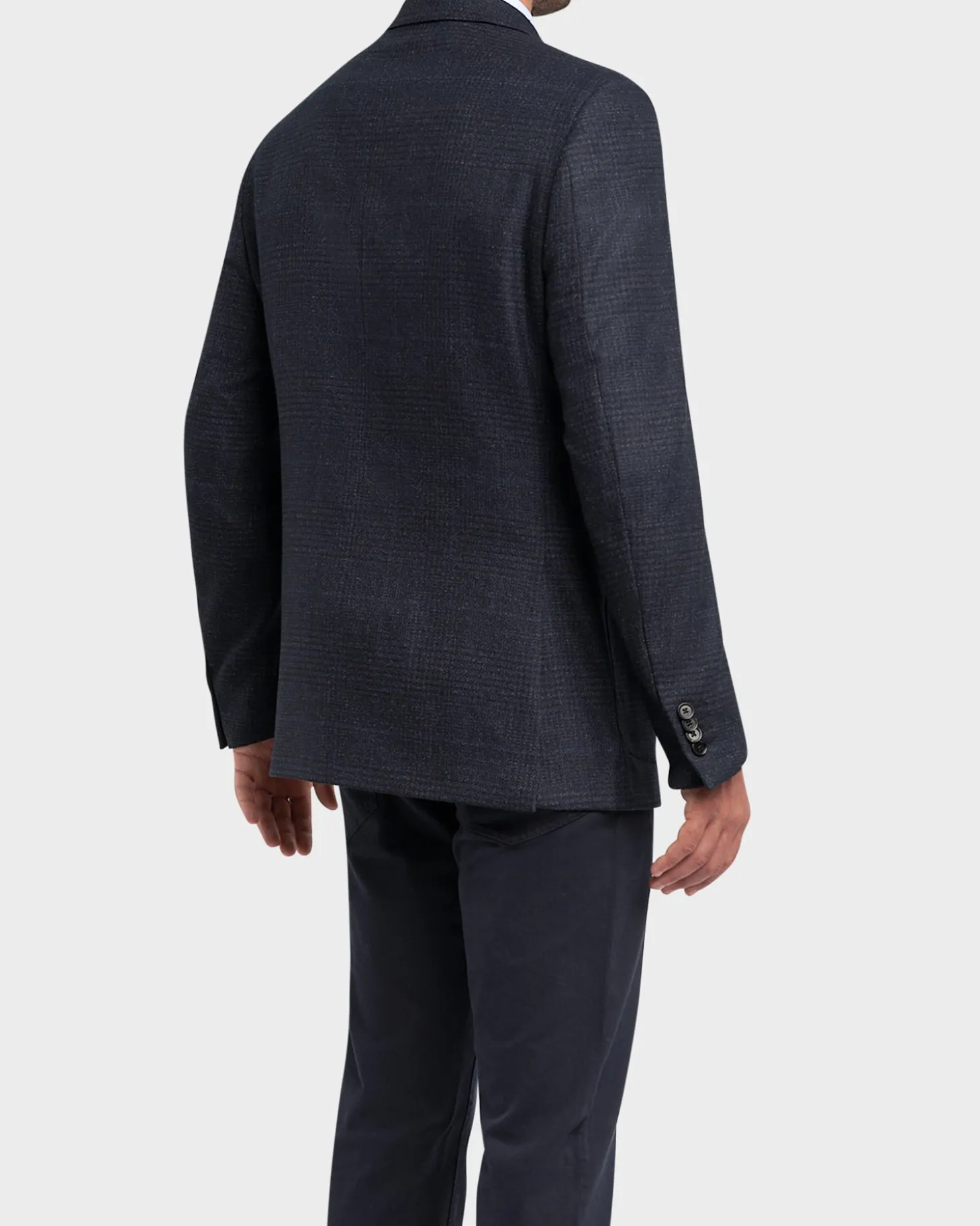 Navy Check Wool Sports Jacket