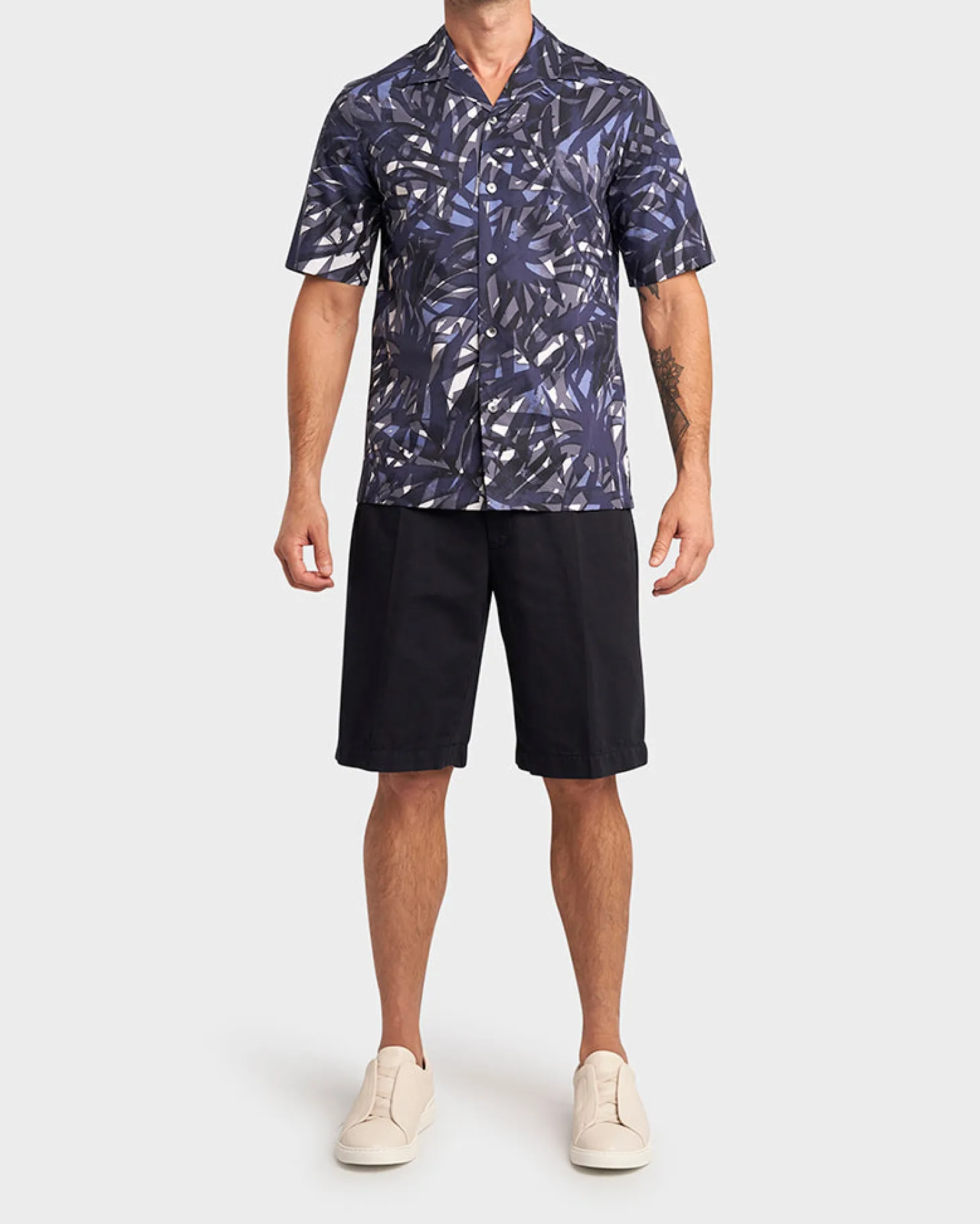 Navy Cotton Linen Shorts