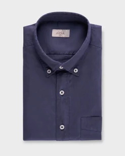 Navy Cotton Lyocell Garment Dyed Shirt