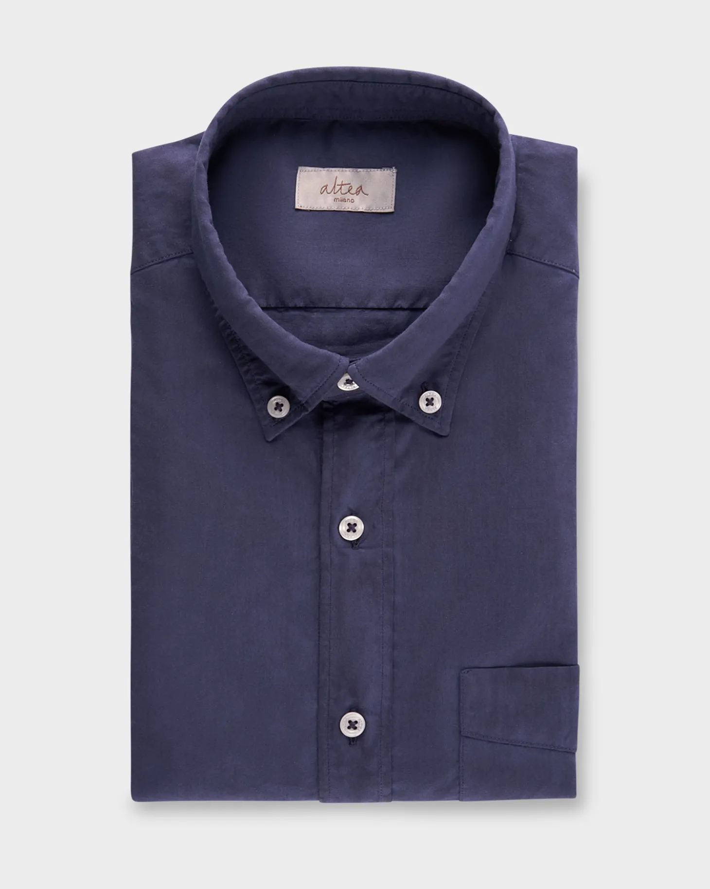 Navy Cotton Lyocell Garment Dyed Shirt