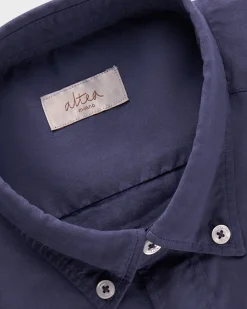 Navy Cotton Lyocell Garment Dyed Shirt