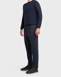 Navy Cotton Twill Chinos
