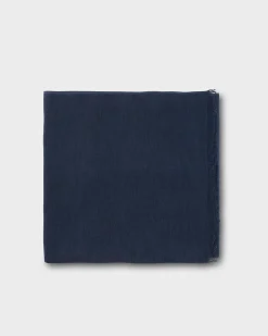 Navy Linen Frayed Edge Scarf