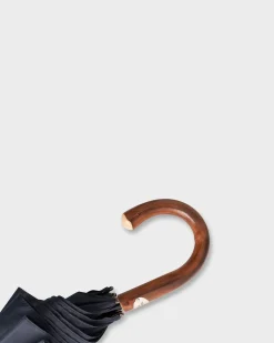Navy Oxford Umbrella With Wood Handle