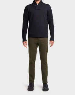 Navy Pure Virgin Wool Open Turtle Neck Sweater