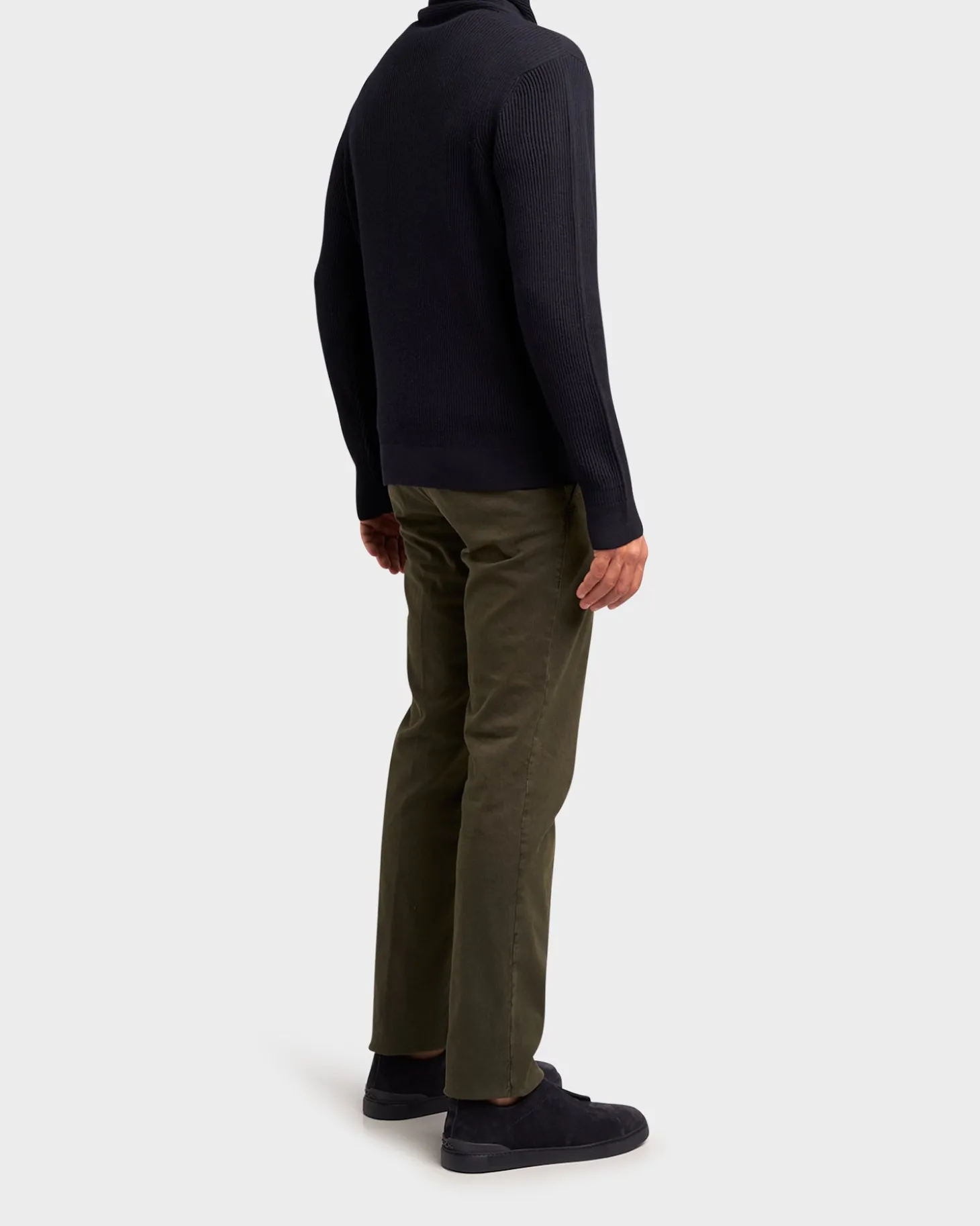 Navy Pure Virgin Wool Open Turtle Neck Sweater