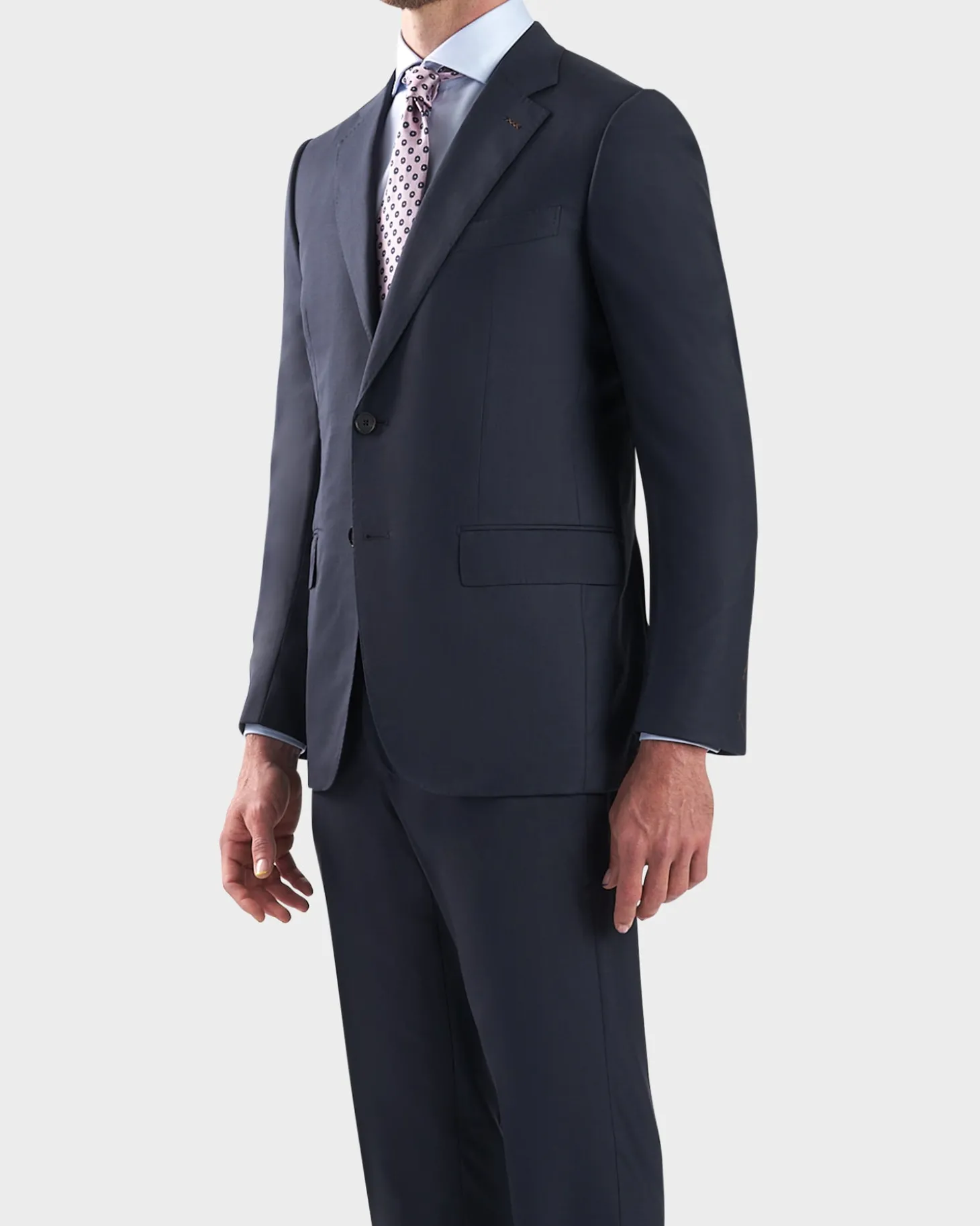Navy Self Stripe Couture Wool Suit