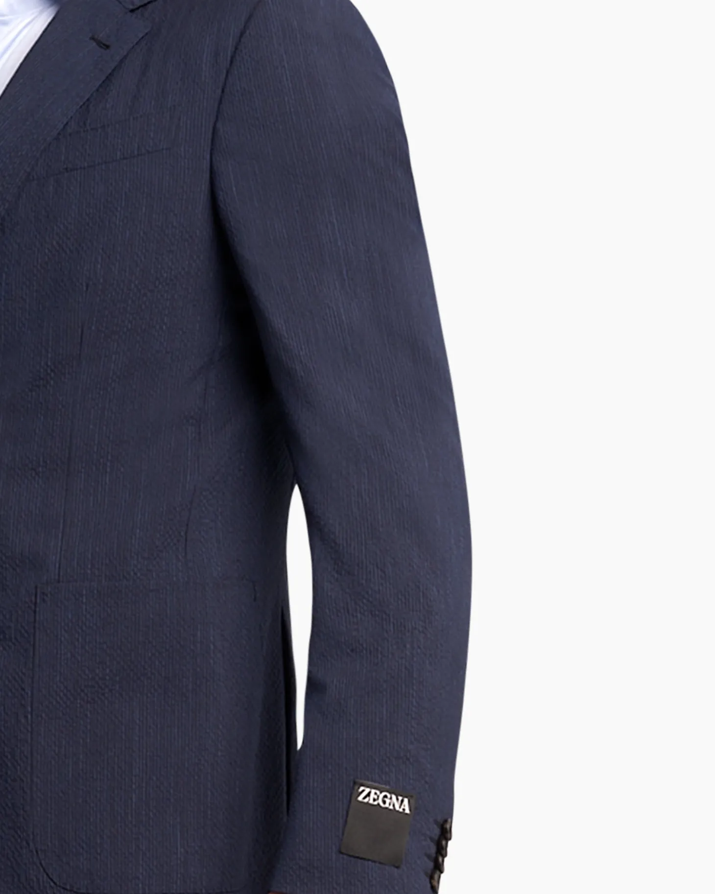 Navy Self Stripe Seersucker Sports Jacket