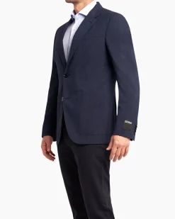 Navy Self Stripe Seersucker Sports Jacket