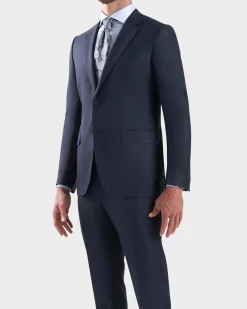 Navy Self Stripe Wool Silk Couture Suit