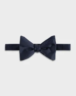 Navy Silk Untied Bow Tie