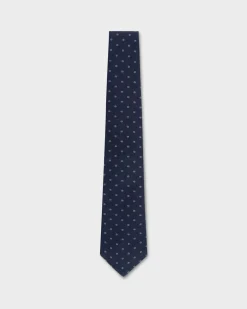Navy Spotted Cotton Tie