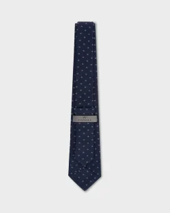 Navy Spotted Cotton Tie