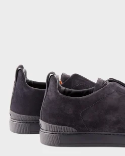 Navy Suede Triple Stitch Sneakers