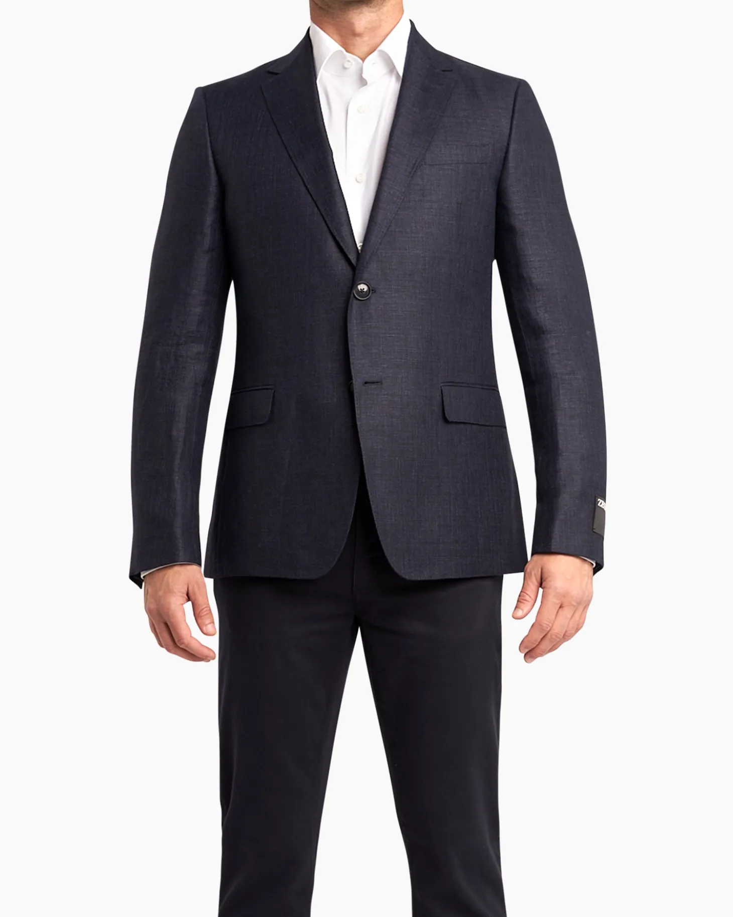 Navy Textured Linen Wool Sports Jacket