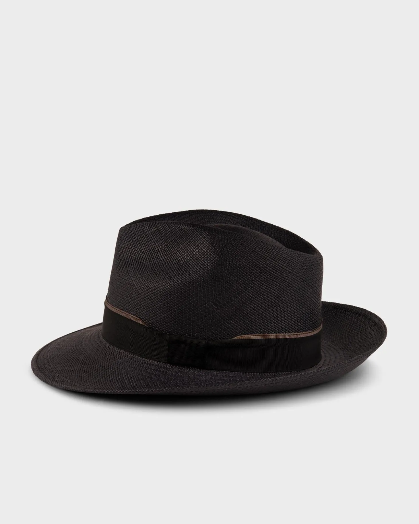 New Fedora Black With Taupe Panama Hat