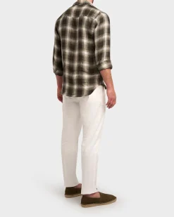 Olive Check Linen Shirt