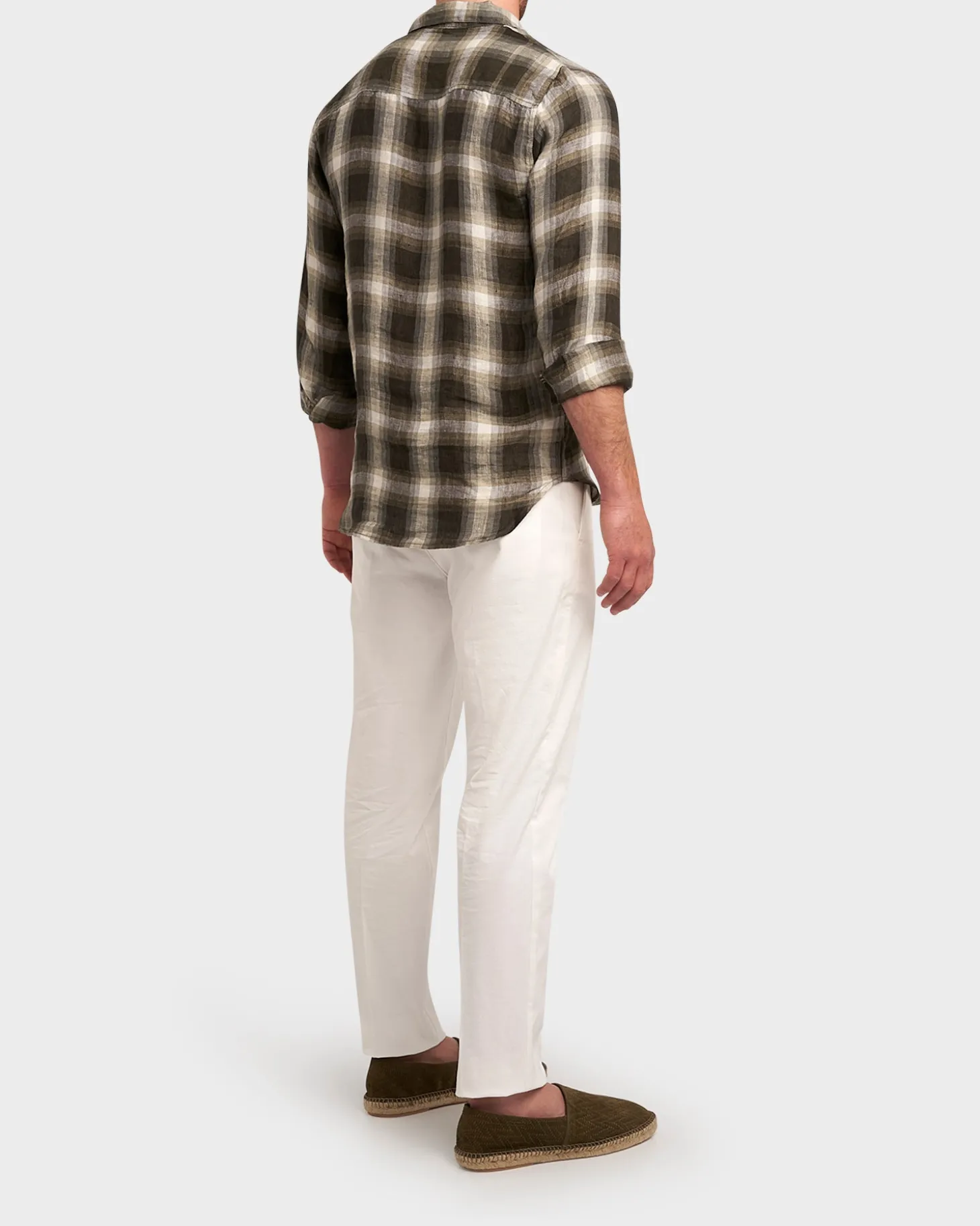 Olive Check Linen Shirt