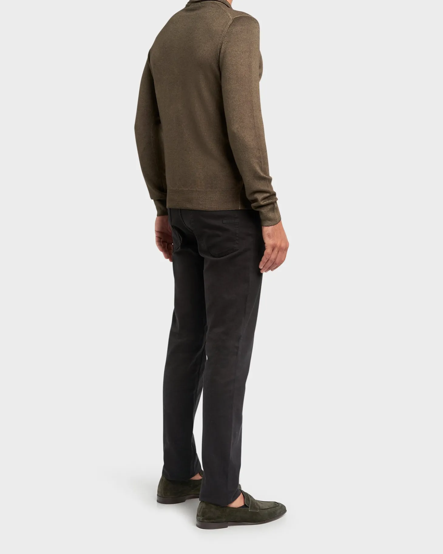 Olive Green Merino Wool Polo Knit