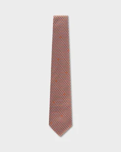 Orange And Blue Plane Pattern Silk Tie
