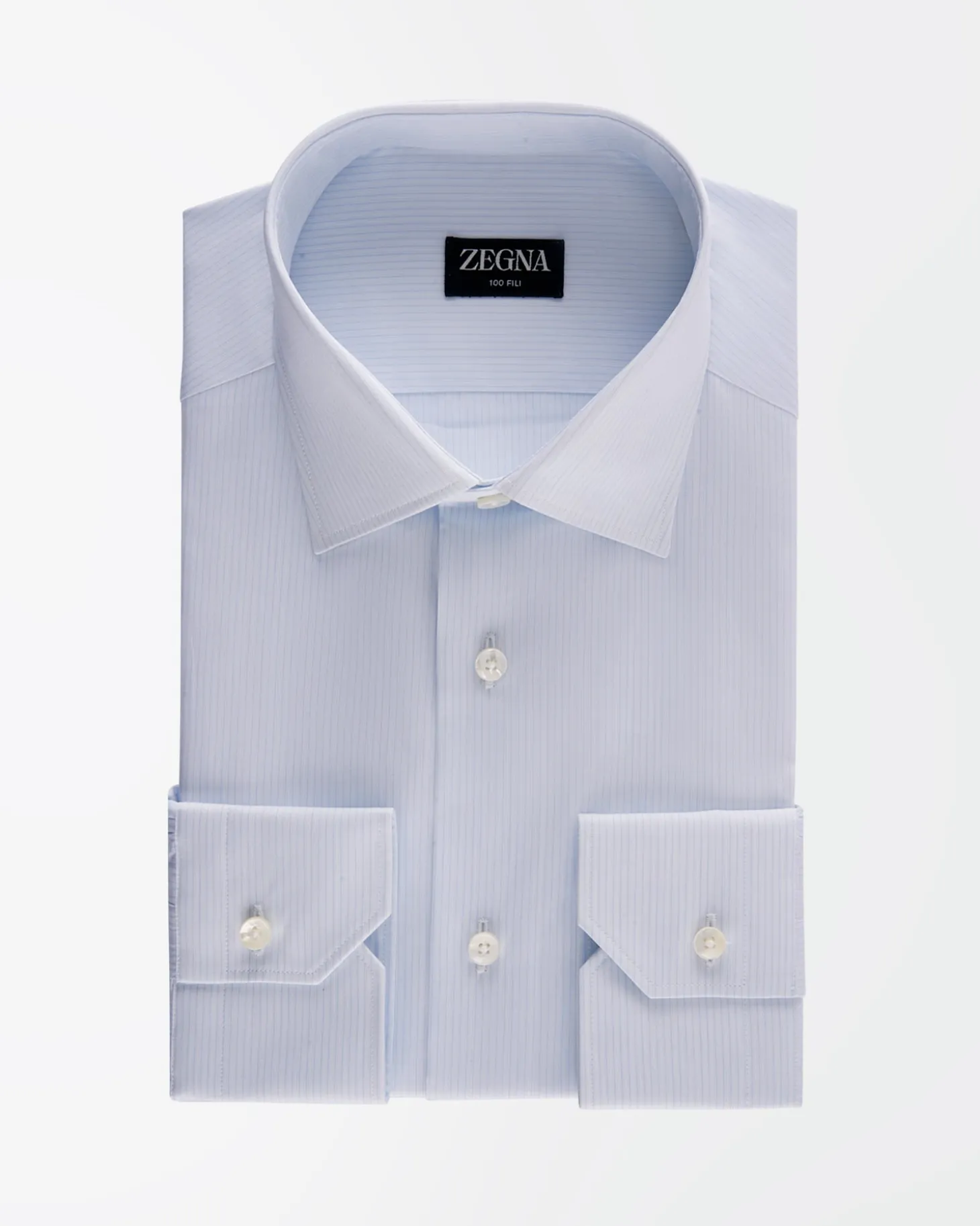Pale Blue Micro Stripe 100 Fili Cotton Shirt