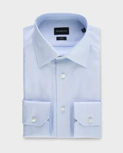 Pale Blue Microtexture Milano Cotton Shirt