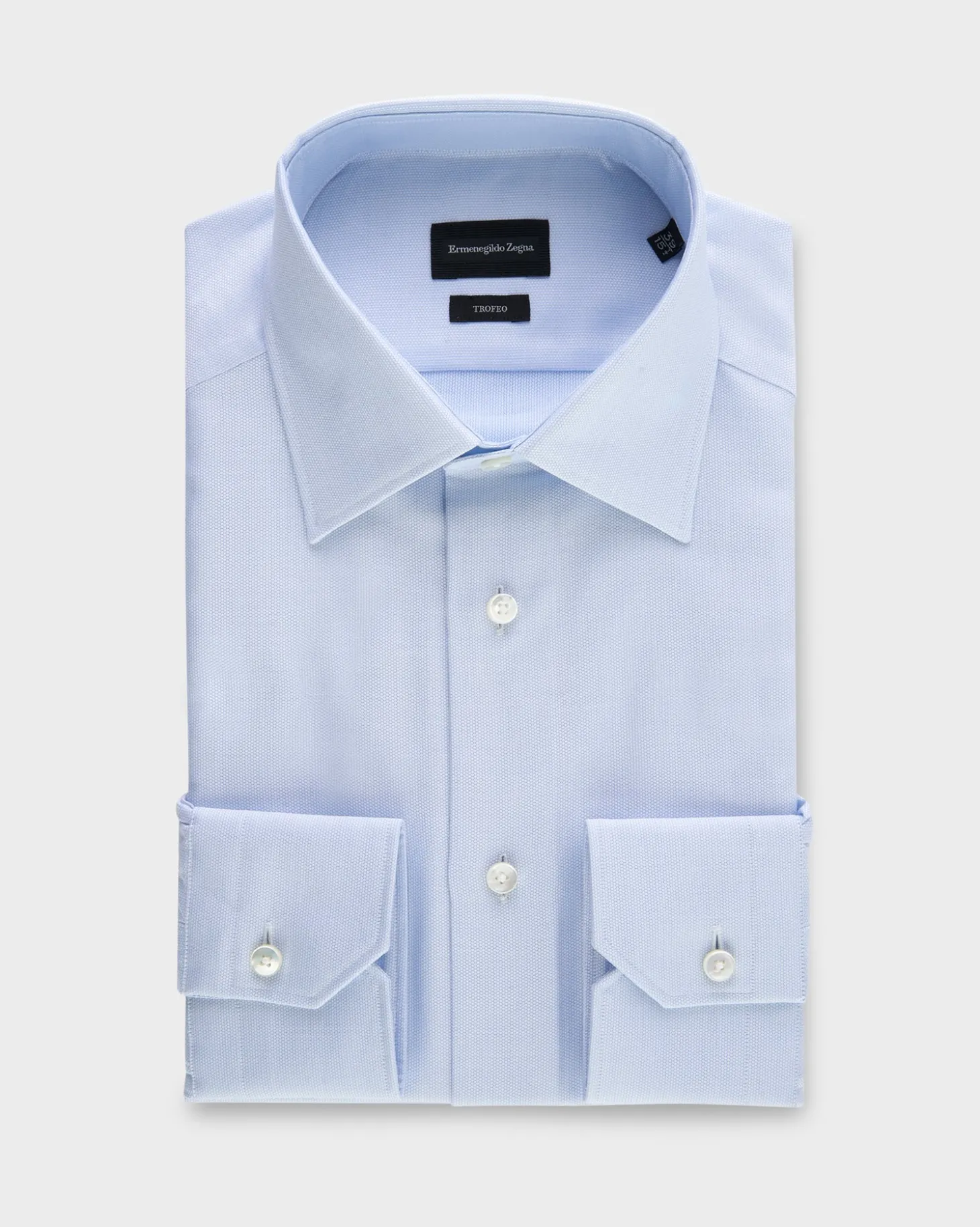 Pale Blue Microtexture Milano Cotton Shirt