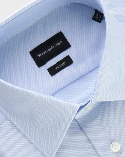 Pale Blue Microtexture Milano Cotton Shirt
