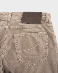 Pale Grey Brushed Cotton Stretch Trousers