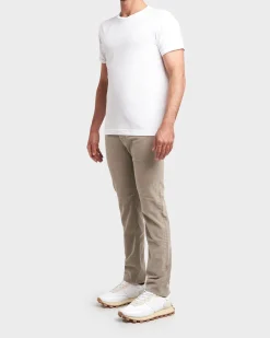 Pale Grey Brushed Cotton Stretch Trousers
