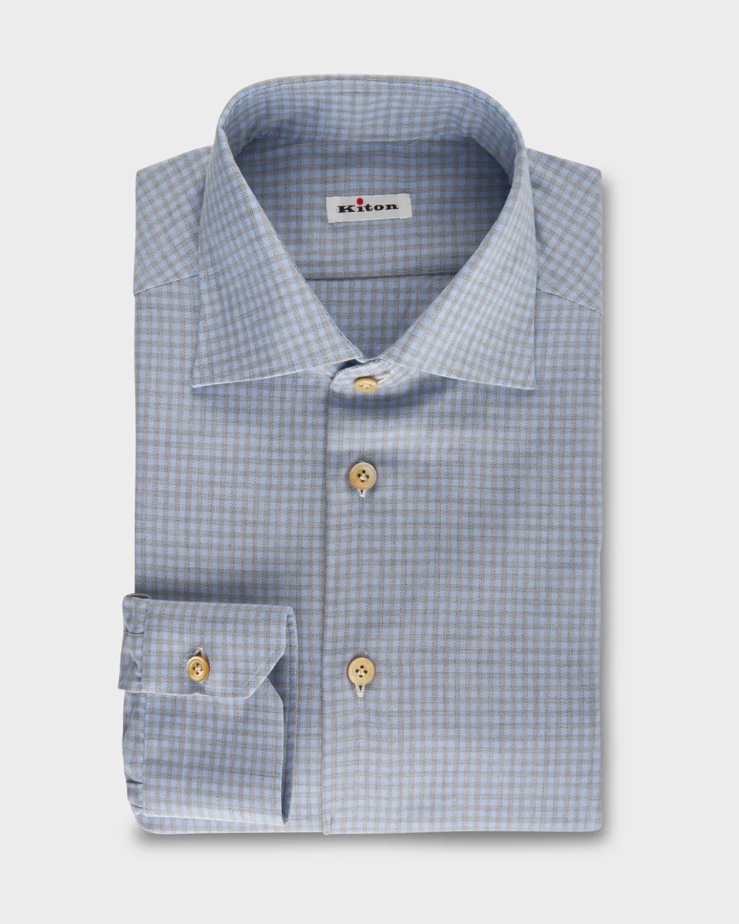 Powder Blue And Grey Check Shirt