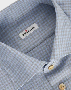 Powder Blue And Grey Check Shirt