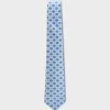 Powder Blue Flower Pattern Silk Linen Tie